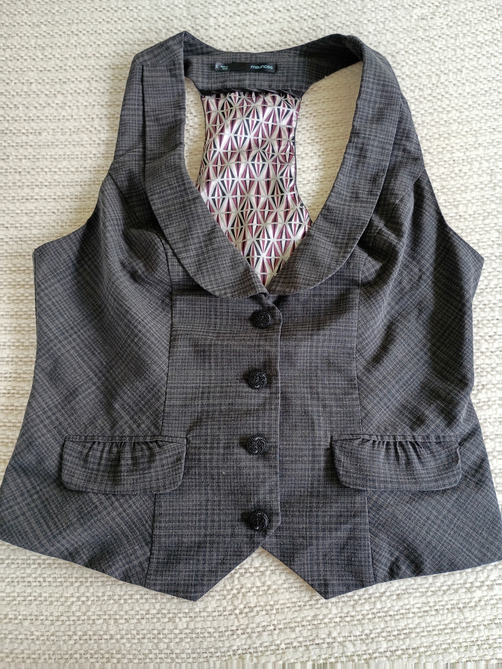 Maurices Charcoal Plaid Kids Tailored Vest